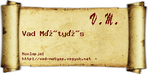 Vad Mátyás névjegykártya
